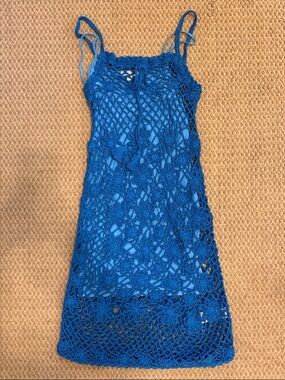 J. Crew Blue Crochet Midi Dress